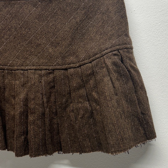 Vintage Abercrombie & Fitch Low Rise Micro Mini Skirt Wool Silk Lined Brown 2 - Picture 7 of 10
